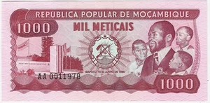 Mozambique 1000 meticais P 128 1980 UNC - Picture 1 of 2