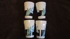 Vintage Set of 4 Packer Plastics 16 oz Cups With Flower Design, New Old Stock