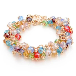 NEW Multi-Color Bead Bracelet Bangle Cuff Adjustable AAAAA Electroplate Setting - Picture 1 of 3