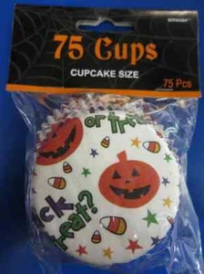 Trick or Treat Pumpkin Candy Bat Halloween Party Cupcake Liners Baking Cups - Picture 1 of 1