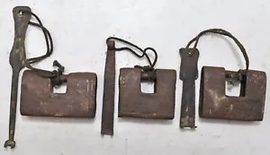 Lot of 3 Antique Iron Strip System Pad Locks Working Original Old Hand Crafted - Picture 1 of 9