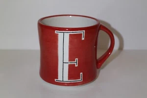 Anthropologie Red Monogram "E" Hand Painted 16 oz Ceramic Coffee Mug - Picture 1 of 9