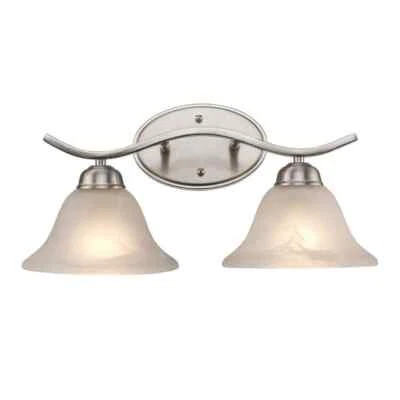 Bel Air Lighting Hollyslope 17" 2-Light Brushed Nickel Vanity Light w/Marbleized - Image 1 of 4