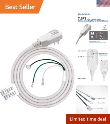 14 AWG LCDI Netzkabel für Klimaanlage - zertifiziert, 7,5 Fuß, 15 A Sicherheitsgarantie - Bild 1 von 4