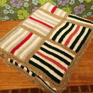 Knitted Patchwork Shabby Chic Granny Squares Blanket Throw - Picture 1 of 9