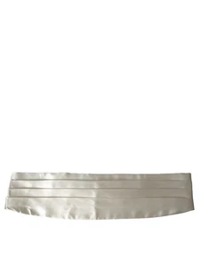 Dolce & Gabbana White Men Wide Waist Silk Belt Men's Cummerbund Authentic - Picture 1 of 6