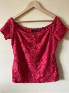 Women’s Red Off Shoulder Lace Top Dorothy Perkins Size 14 - Picture 1 of 4