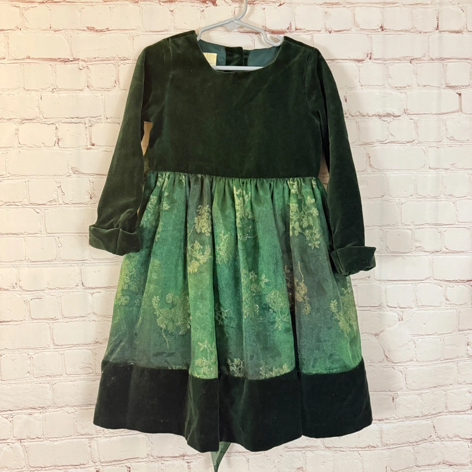 Vestido de terciopelo verde madre niño Laura Ashley 3 años niñas vacaciones Foto 1 de 4