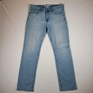 Calvin Klein Jeans Mens 32x32 Blue Straight Distressed Denim Stretch Pants - Picture 1 of 17