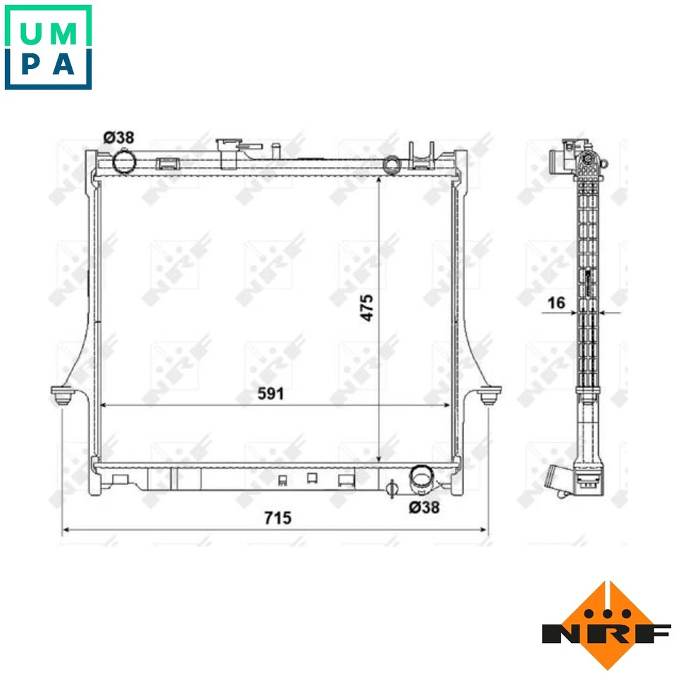 RADIATOR ENGINE COOLING 53540 FOR 4JA1-TC 4JK1-TC/TCX 2.5L 4JJ1-TC 3.0L 4cyl - Image 1 of 4