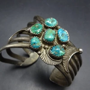 Altes TÜRKIS CLUSTER asymmetrisches Sterling Silber Armreif ARMBAND Vintage BAUERN - Bild 1 von 24