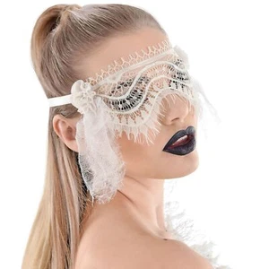 White Lace Eye Mask Suit Yourself Fancy Dress Halloween Adult Costume Accessory - Picture 1 of 1