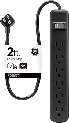 6-Outlet Power Strip, 2 Ft Extension Cord, Heavy Duty Plug, Grounded, Integrated - Image 1 of 4