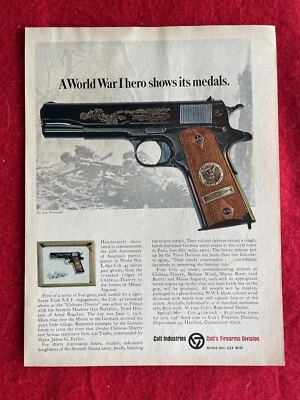 Anuncio impreso vintage 1968 Colt .45 Primera Guerra Mundial anuncio conmemorativo del 50 aniversario Foto 1 de 4
