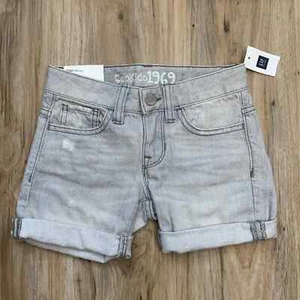 GAP Gray Denim "Boy Fit Short" Girl's Size 5 Adjustable Waist NEW with tags! - Picture 1 of 6