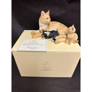 Estatuilla escultura de porcelana fundida en frío pintada a mano Lenox CATNAP CUDDLE - Imagen 1 de 10