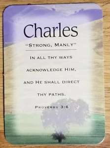 Charles "Strong, Manly" Keepsake Name Card - Confirmation Birthday - Picture 1 of 1