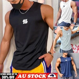 Men Quick Dry Bodybuilding Tank Top Gym Fitness T Shirt Stringer Singlet Vest - Picture 1 of 16