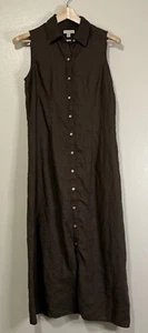 Charter Club Leinen Midi Kleid ärmellos braun Größe 10 Strand Reisen minimalistisch - Bild 1 von 7