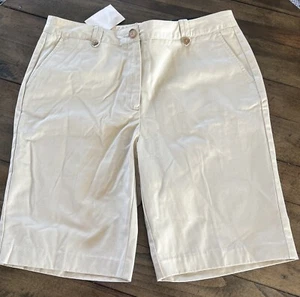 Lands' End Stain Resistant Bermuda Shorts Classic Size 10 Off White Brand New - Picture 1 of 8