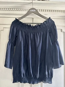 Jewel Changes Silk Navy Blouse Sz P - Picture 1 of 12