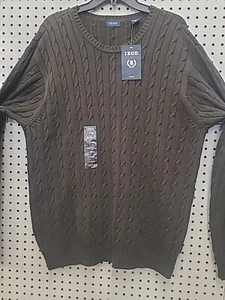 Izod Men's Sweater Cable Netted XL Olive Green Fall Edition - Picture 1 of 13