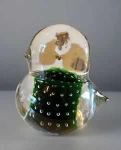 VTG Norcrest Japan Art Glass Baby Chick Bird Figurine Paperweight Green & Clear - Bild 1 von 8