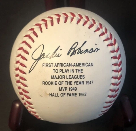 Jackie Robinson Baseball Rookie of the Year MVP Hall of Fame Ball Repro Signed Cover
