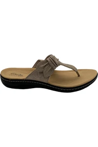 Clarks Collection Knotted Thong Sandals Laurieann Rae Taupe Metallic - Picture 1 of 4