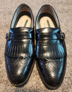 VTG FLORSHEIM Imperial Comforttech SHOES SIZE 9.5 Black leather Wingtip loafers - Picture 1 of 6