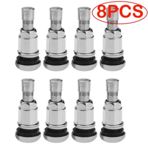 8PCS Bolt-in Stainless Steel Car Wheel Tire Valve Stems with Dust Caps - Picture 1 of 13