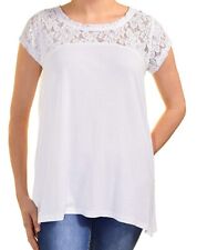 DKNY Jeans Womens Shirt Short Sleeve Top Lace Accent White Size M