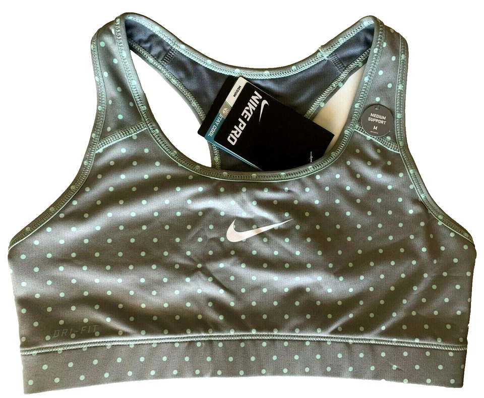 NEW NIKE PRO [S] Women DRI-FIT Medium Support Sports Bra-Green/Print 548791-081 - Image 1 of 1