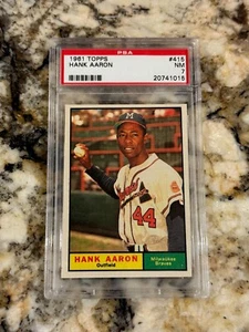 Hank Aaron 1961 Topps #415 PSA 7 NM Centered Sharp Pack Fresh HOF Looks Nicer - Picture 1 of 2