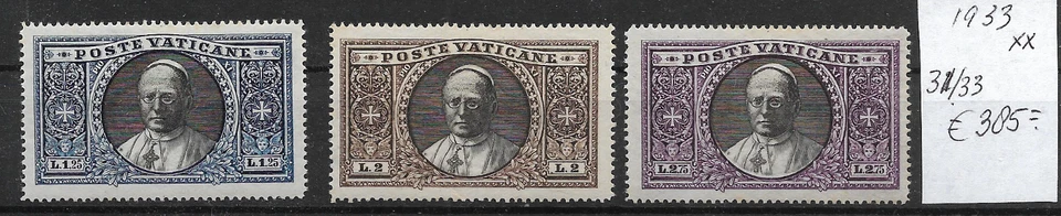 VATICAN @ 1933 POPE PIUS XI Mi.31-33 MNH  € 385.00   NICE PRICED @ Va170 - Image 1 of 1