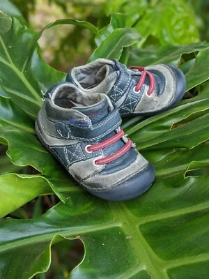 Stride Rite Julien Boys Soft Motion Leather Sneaker Shoes Gray Blue Baby 3.5 W - Image 1 of 4