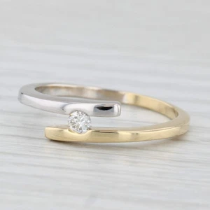 0.10ct Diamante Solitario Tipo Bypass Anillo 18k Amarillo Oro Blanco Talla 7.75 - Imagen 1 de 10