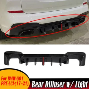Labio de parachoques difusor trasero con luz LED para BMW G01 LCI 2017-2021 negro brillante. - Imagen 1 de 18