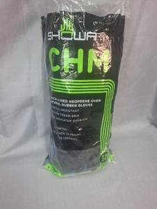 New Showa CHM Flock-Lined Neoprene Over Natural Rubber Gloves 12 Pairs CAT III L - Picture 1 of 12