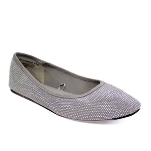 Zapatos planos de ballet London Fog plateados deslumbrantes informales elegantes sin cordones para mujer 8,5 W - Imagen 1 de 10
