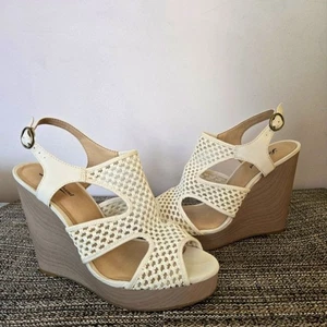 Neu im Karton Lucky Brand LK-Remyy Damen-Sandale natürliche Kombination gewebt Keilabsatz offene Zehenpartie 11M - Bild 1 von 6