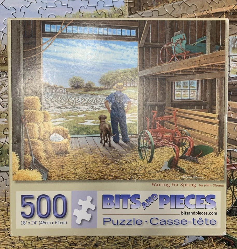 Rompecabezas de 500 piezas esperando primavera de John Sloane completo en muy buena condición Foto 1 de 4