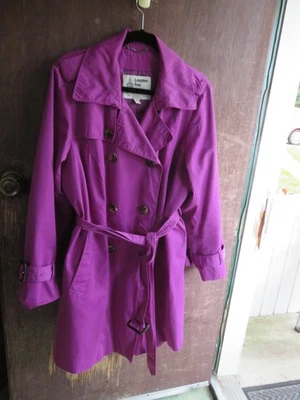 LONDON FOG Plus Size 1X Navy Belted Trench Coat Rain Jacket - Image 1 of 3