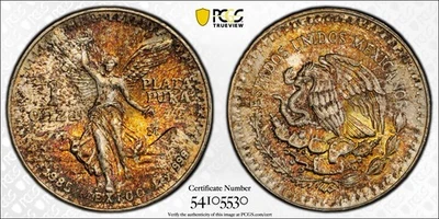 1985-Mo Mexico 1 Onza Silver Libertad PCGS MS 67, Beautifully Toned! - Image 1 of 4