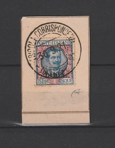 1912-15 LIBIA 5 LIRAS AZUL ROSA 1 TIPO N°11 - 1 V. USADO CARRARO MF126585 - Imagen 1 de 2