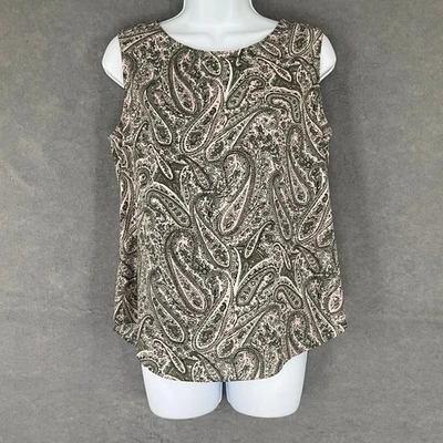 Blusa Talbots Feminina Sem Mangas Estampa Paisley Tamanho P Rosa Verde Caprichosa - Imagem 1 de 4