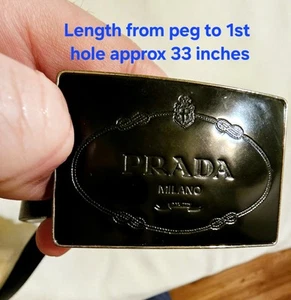 Prada Couture Black Saffiano Leather Belt Rectangle Logo Handmade Italy $1,050 - Picture 1 of 3