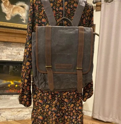 1XD Gear Coated Canvas & Leather Trim Adjustable Multipurpose Backpack, Grey, LG - Image 1 of 4