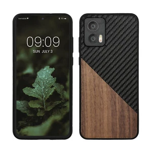Cover Motorola Edge 30 Neo - Fibra Carbonio e Legno con Bumper - Zdjęcie 1 z 7