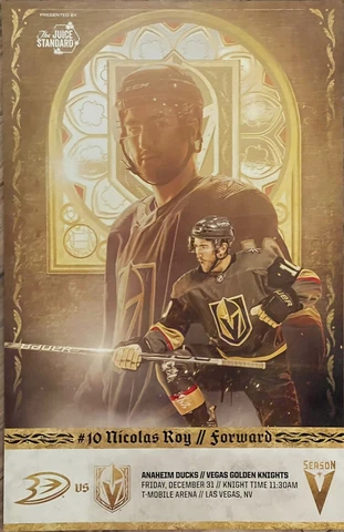 Vegas Golden Knights vs Anaheim Ducks 12/31/21 New Years Eve Roy Poster Cover